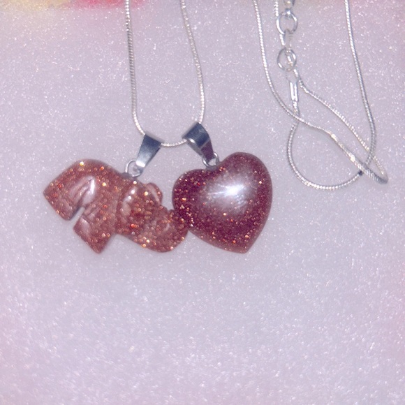 Boho Hippie Goldstone Crystal heart & Goldstone Elephant 🐘 16” Silver … - Picture 6 of 6